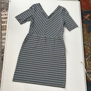 J. McLaughlin Black and White Geometric Midi Dress